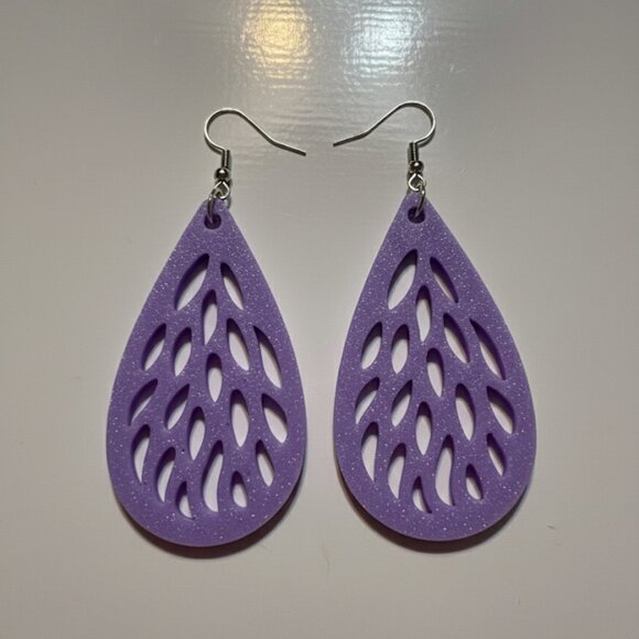 Elegant Net design 3D Printed Earrings on Sterling Silver Hooks - Picture 2 of 4
